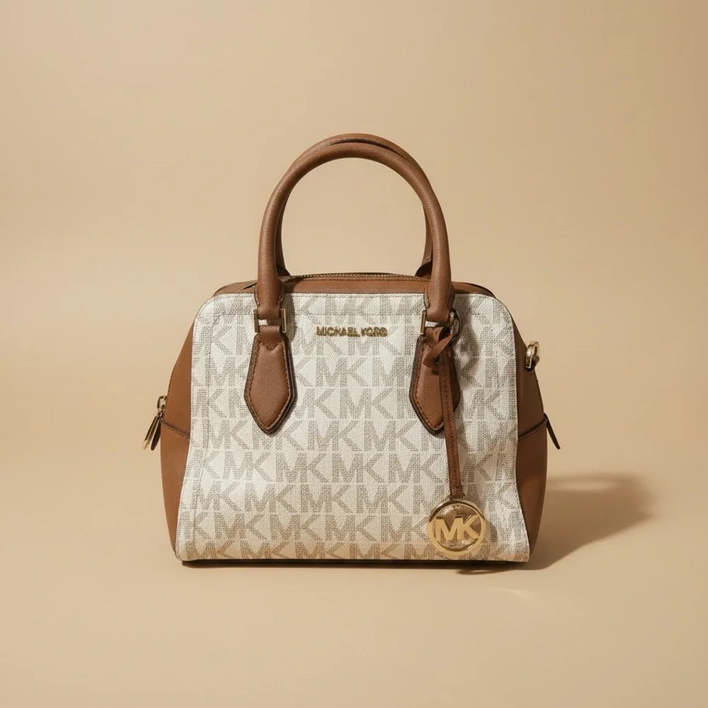 Michael Kors Ayden Medium Logo and Faux Leather Satchel